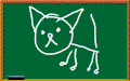 a blackboard drawing of a cat